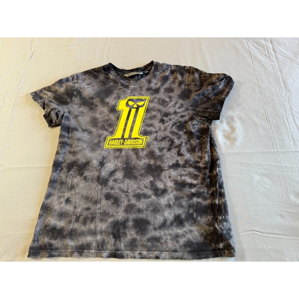 Harley Davidson Shirt Tie Dyed XL Black Yellow 1 T-shirt Short‎ Sleeve